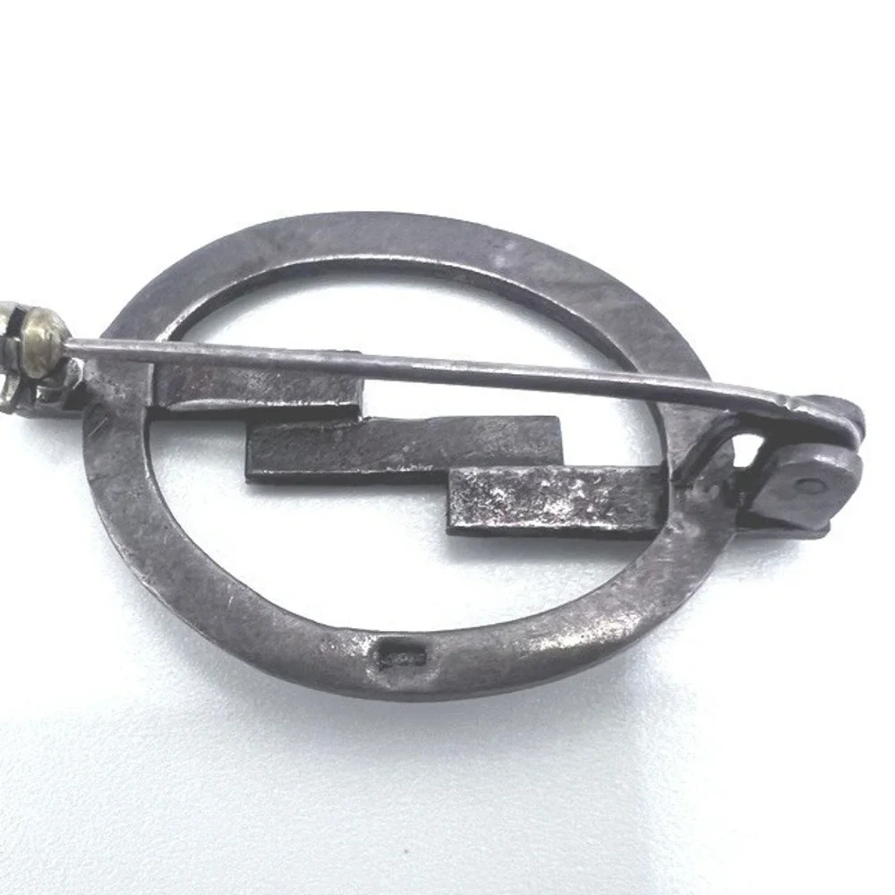 Art Deco Sterling Silver Marcasite Brooch Oxidized 1.5 X‎ 1